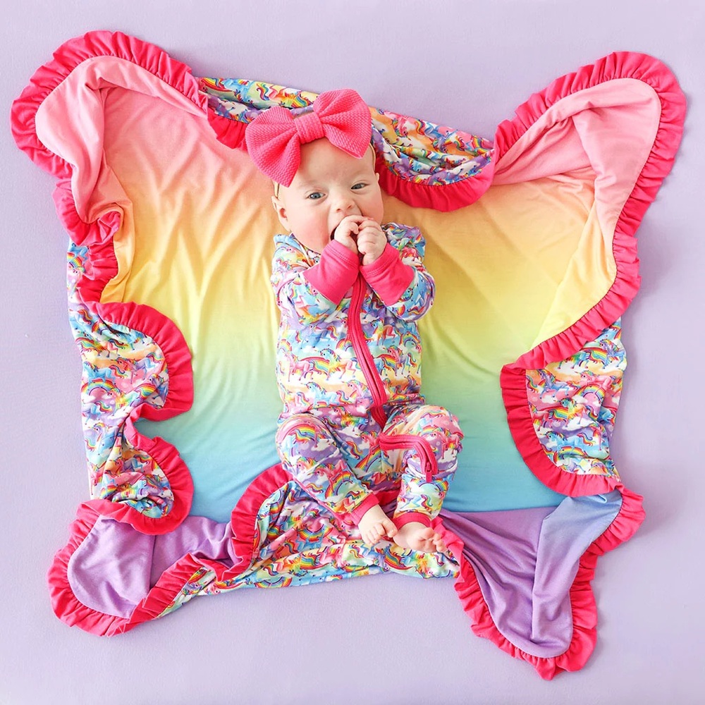 Posh peanut Lisa Frank Markie Magic Rainbow Ombre Ruffled Luxette Patoo